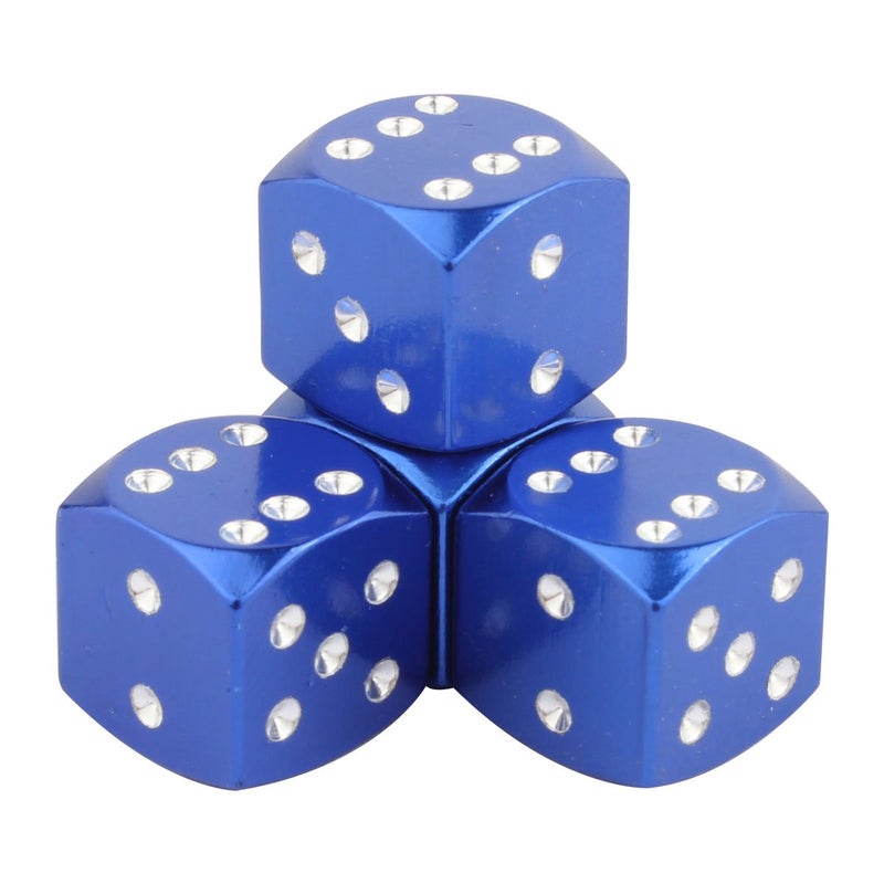 TOMALL 4pcs Tyre Valve Stem Caps for Universal Car Motorcycle Bike Aluminum Alloy Dice Style Blue - Image 2